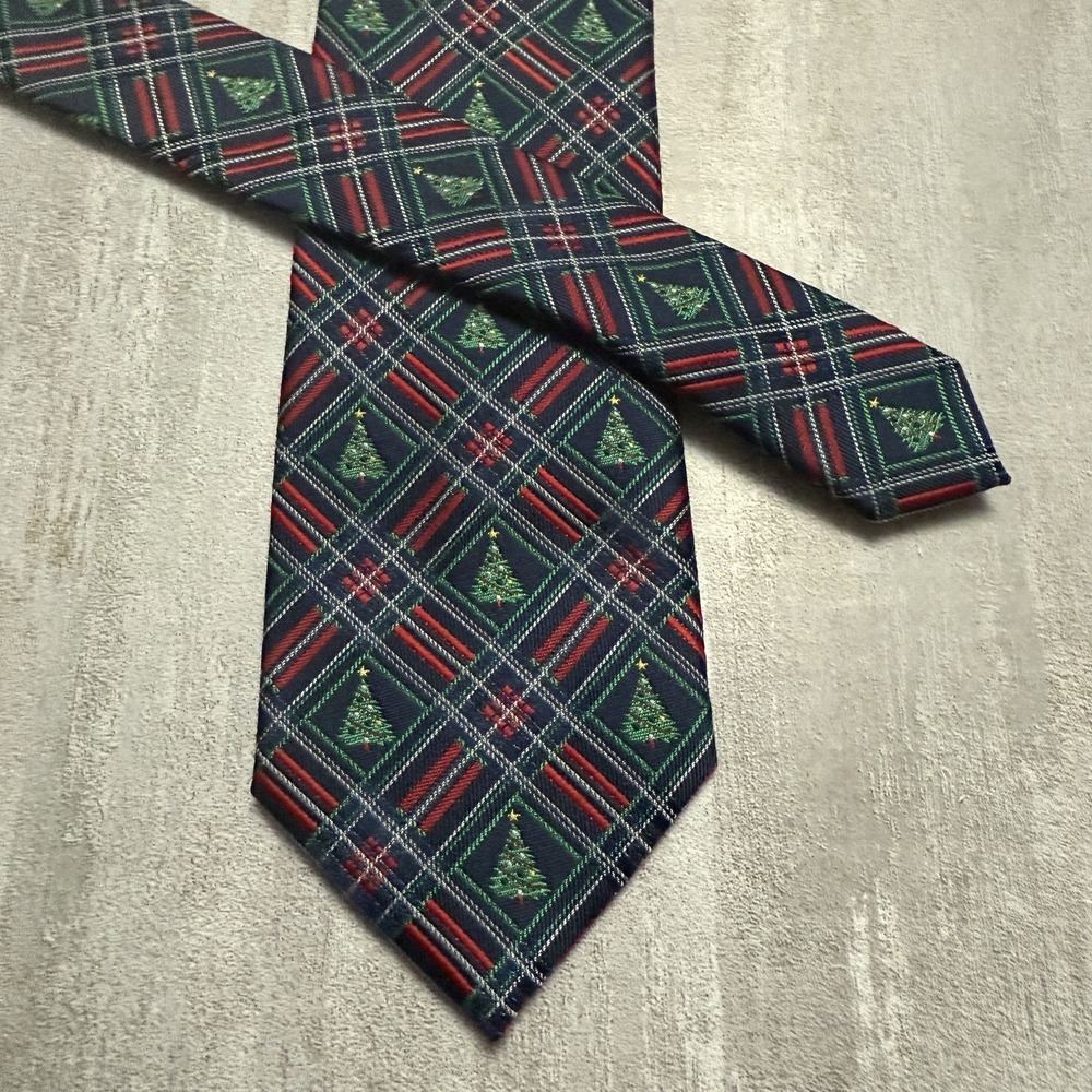 Hallmark Holiday Traditions Mens Christmas Tie Necktie Vintage‎ Plaid